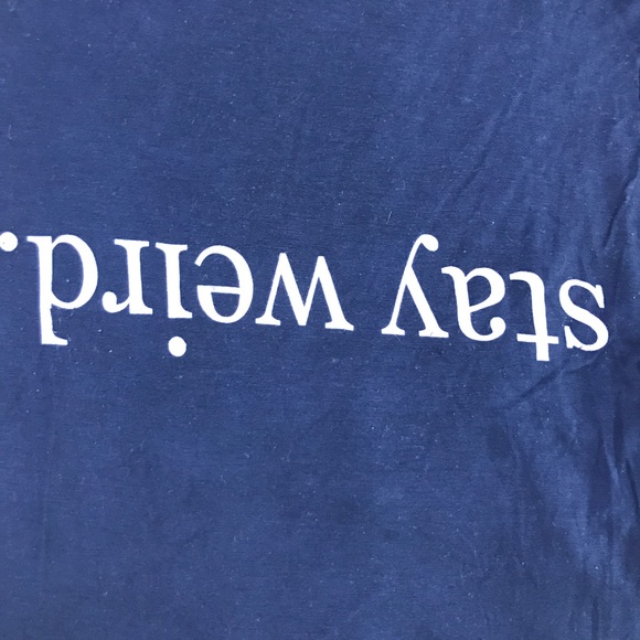 Brandy Melville • Navy Stay Weird Crop Tee Top - Picture 3 of 7